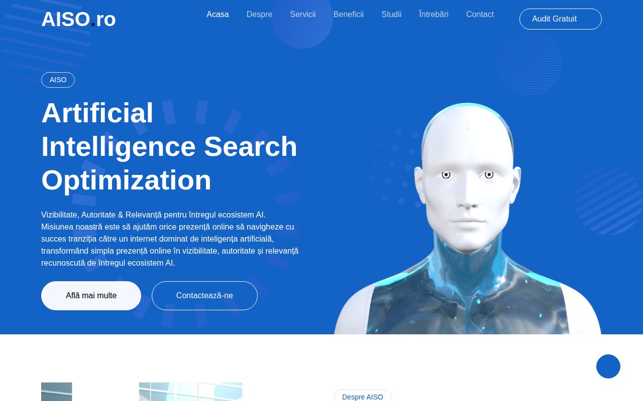 Screenshot AISO — Site web de prezentare