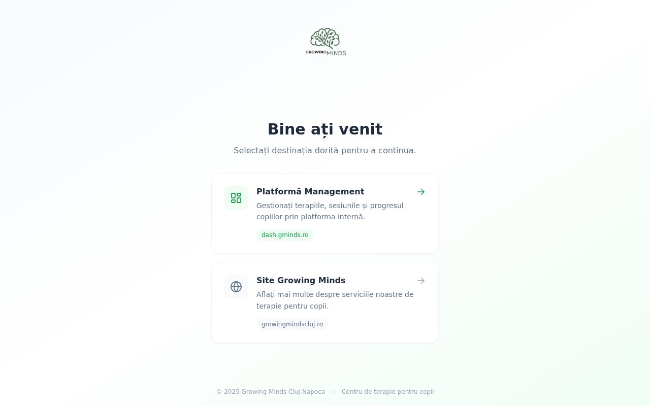 Screenshot Growing Minds — Portal