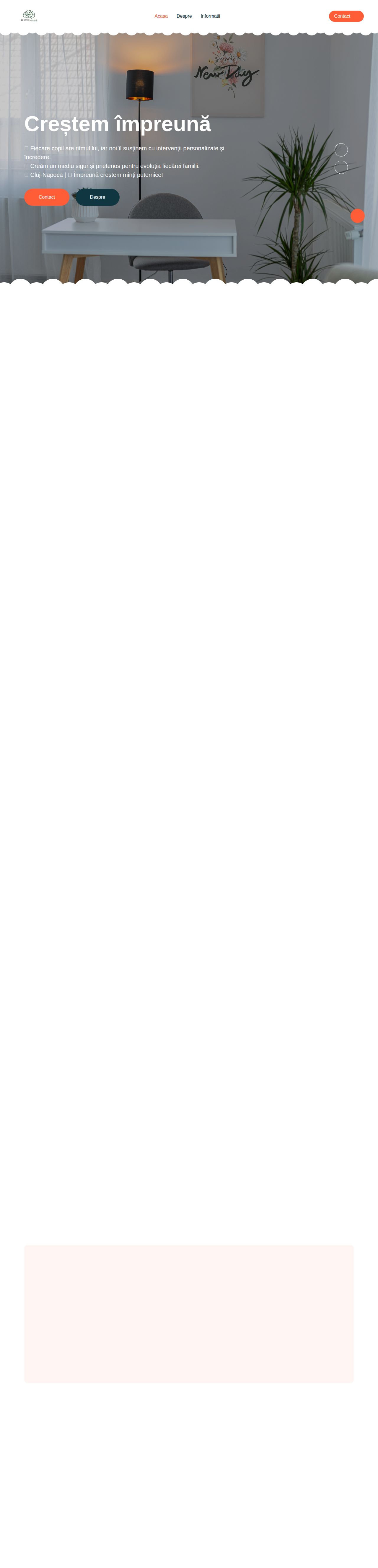 Screenshot complet GROWING MINDS — Site web de prezentare