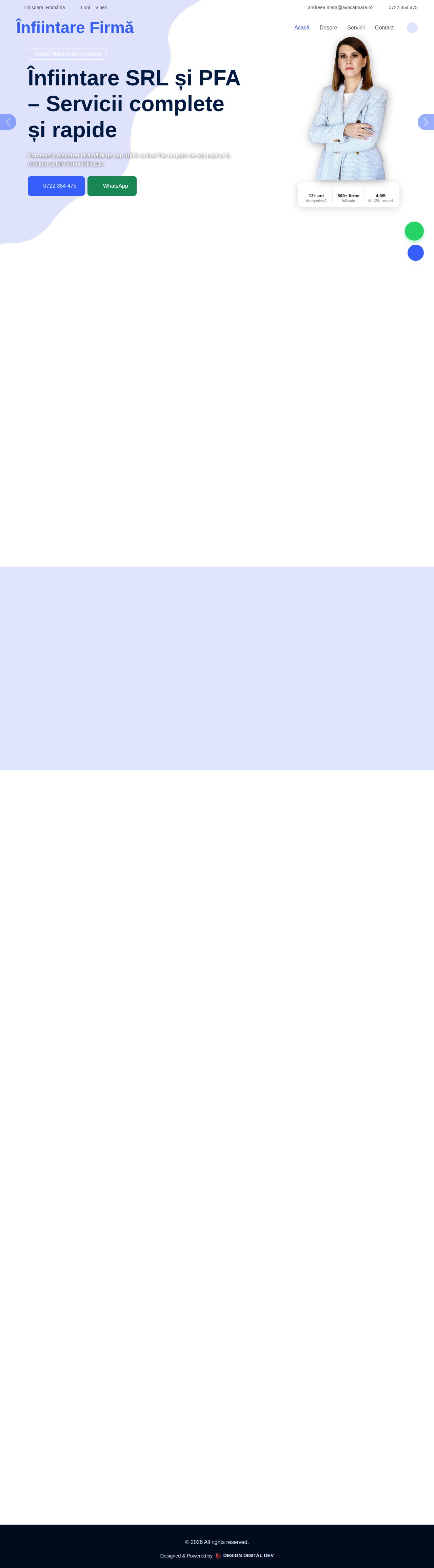 Screenshot complet Înfiintare Firmă Nouă — Site web