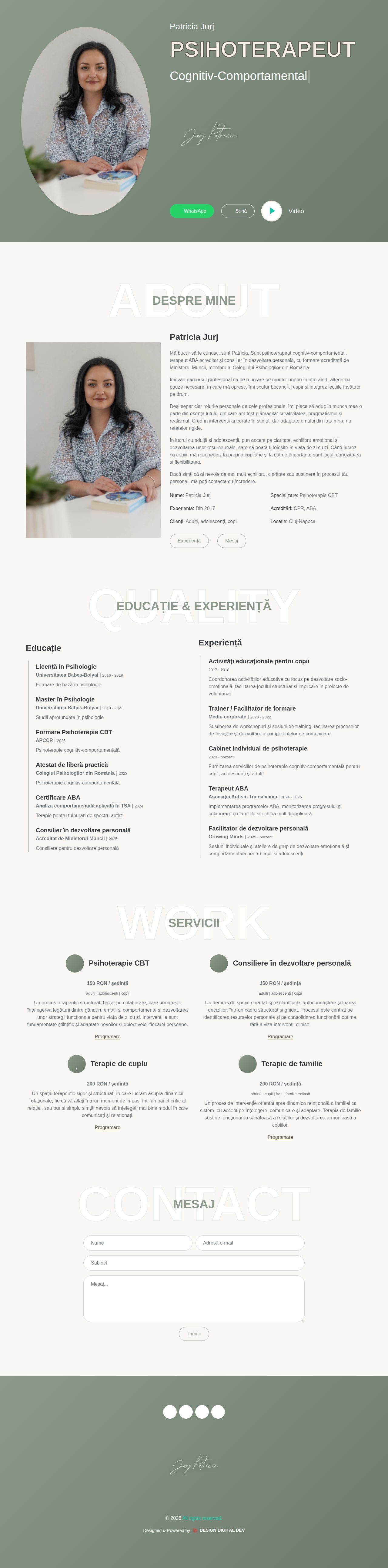 Screenshot complet Psiholog Patricia — Site web de prezentare