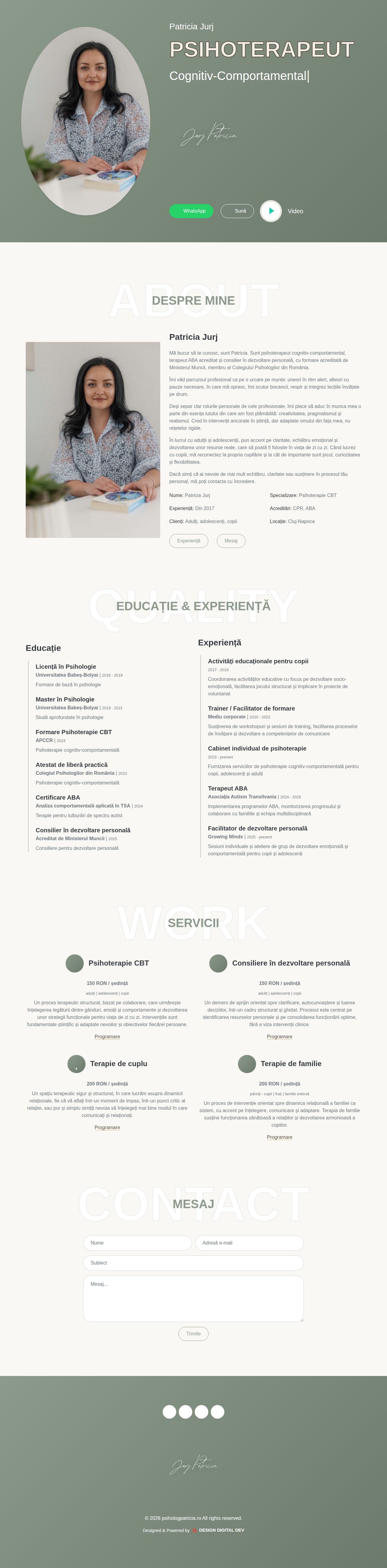 Screenshot complet PSIHOLOG PATRICIA — Site web de prezentare