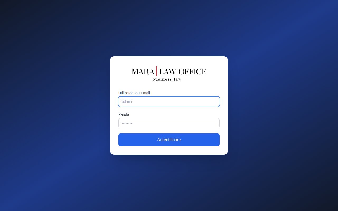 Screenshot VREAU FIRMA MEA — Dashboard management