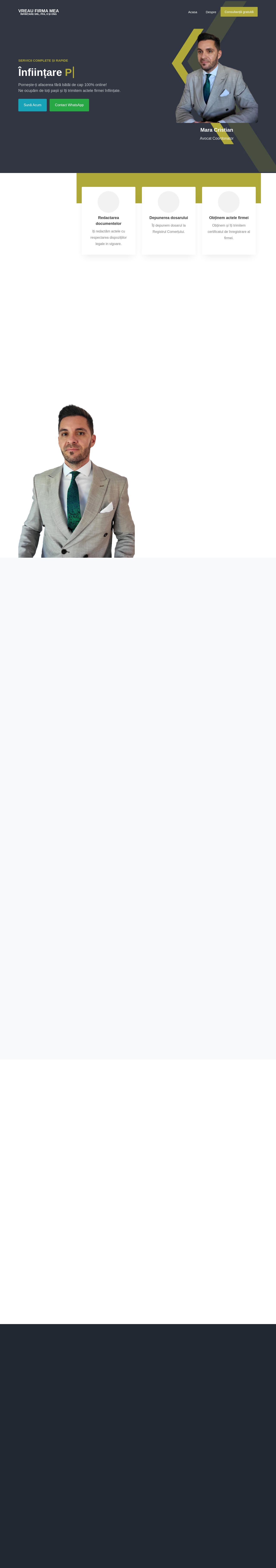 Screenshot complet VREAU FIRMA MEA — Site web de prezentare